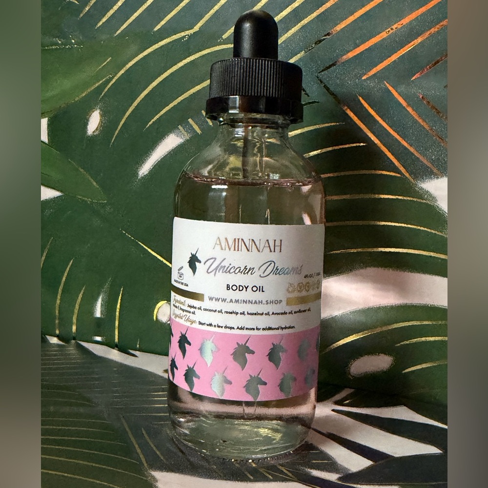 Aminnah Unicorn Dreams Body Oil NEW 4 fl oz glass jar